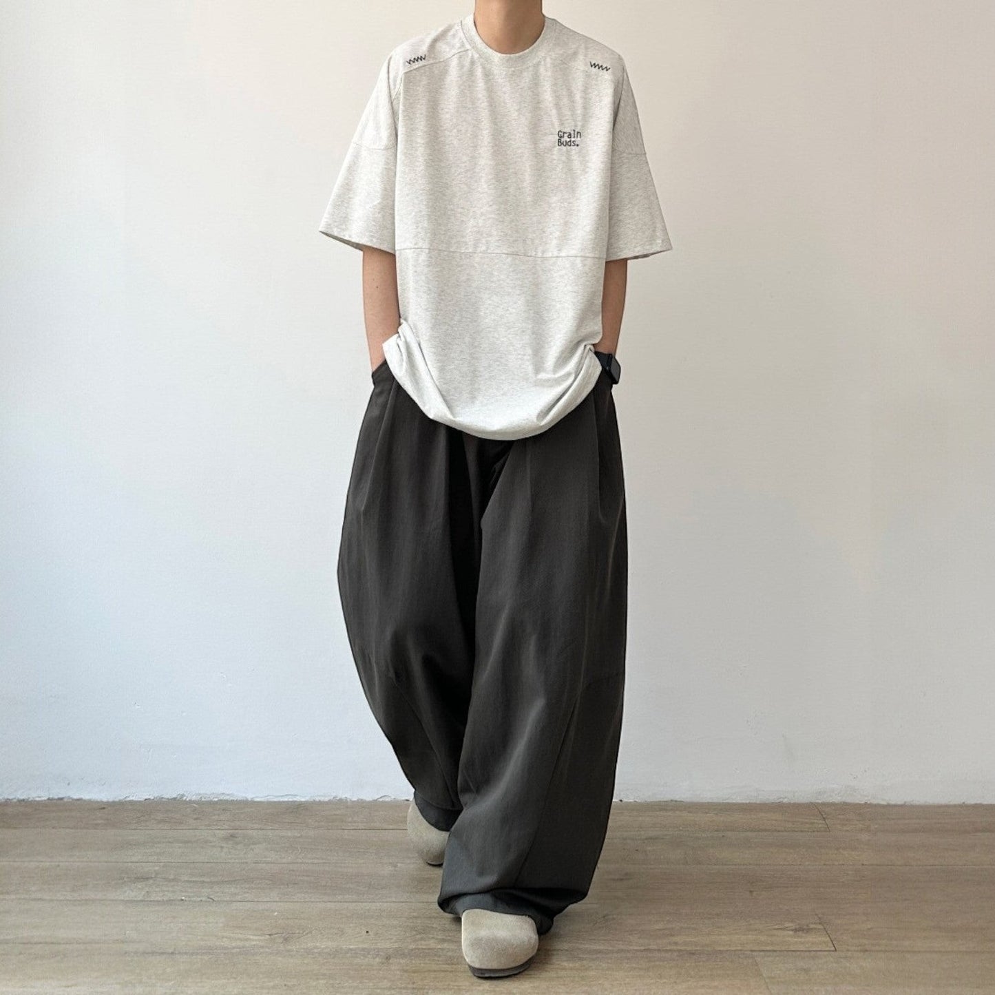 Wave Stitch Crew Neck Short Sleeve T-Shirt N1087