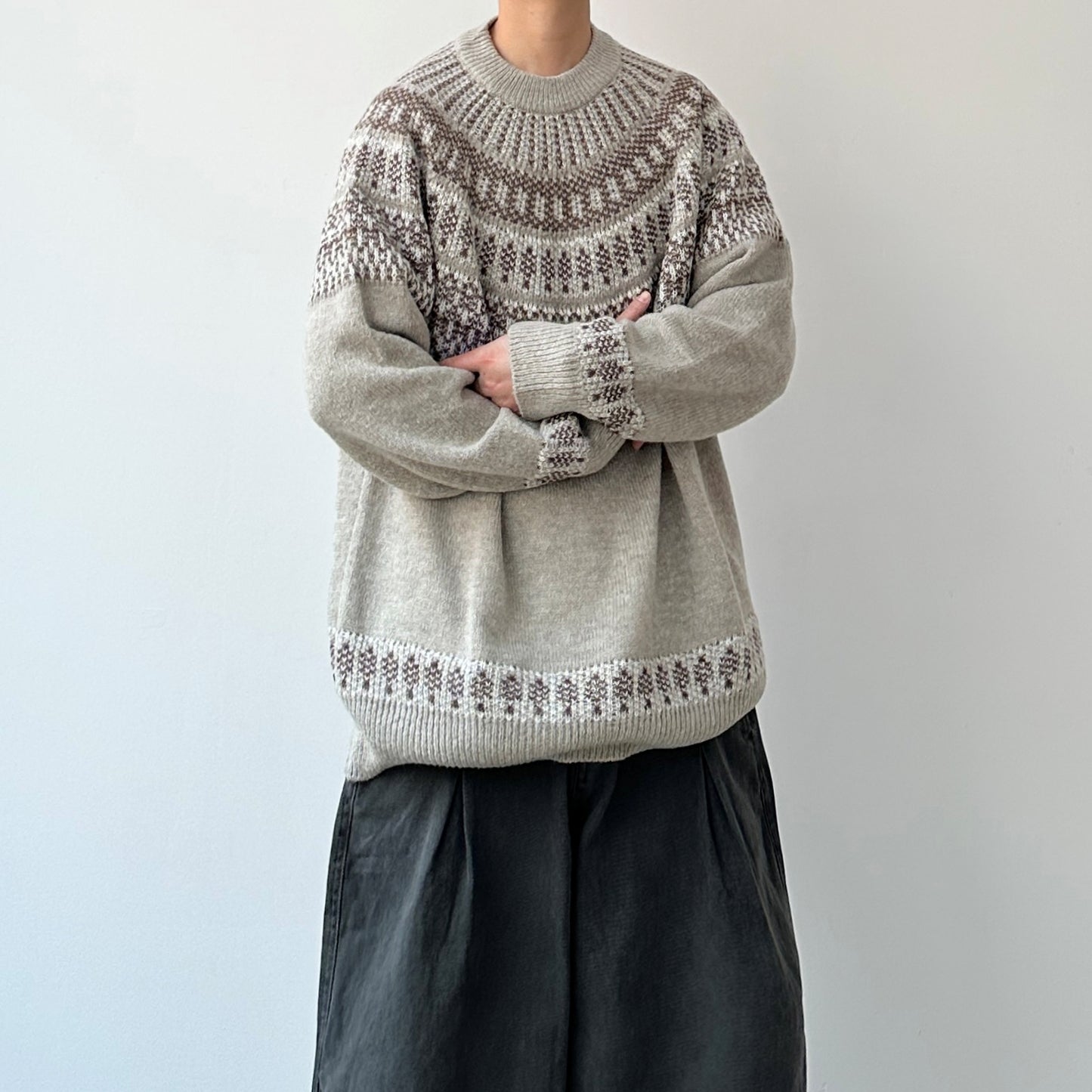 Nordic Pattern Round Sweater N1002