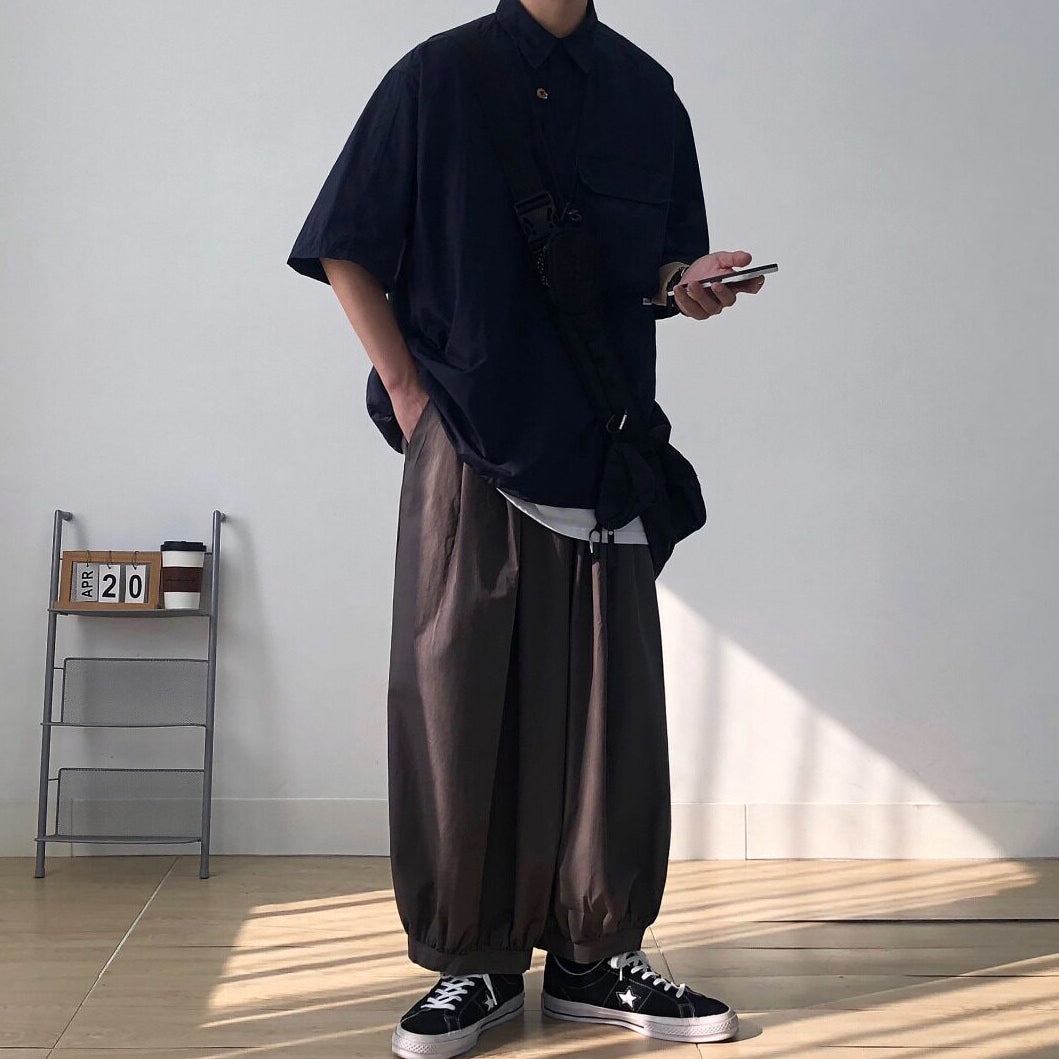 Oversized Flap Pocket Half Sleeve Shirt N1091