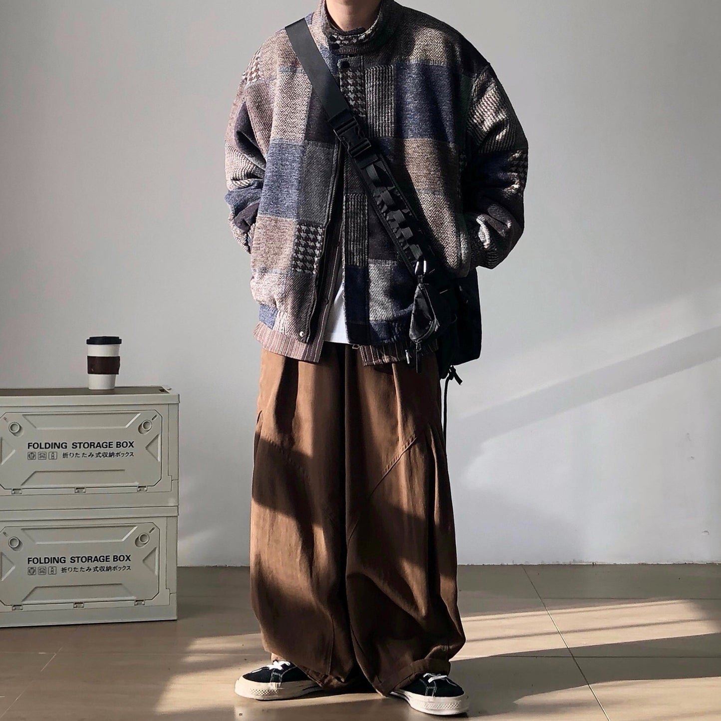 Patchwork Check Short Jacket N0996