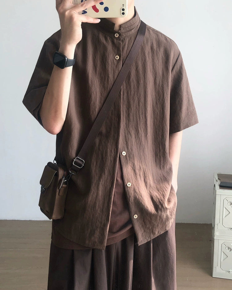 Retro Chinese Stand-Up Collar Shirt N0830