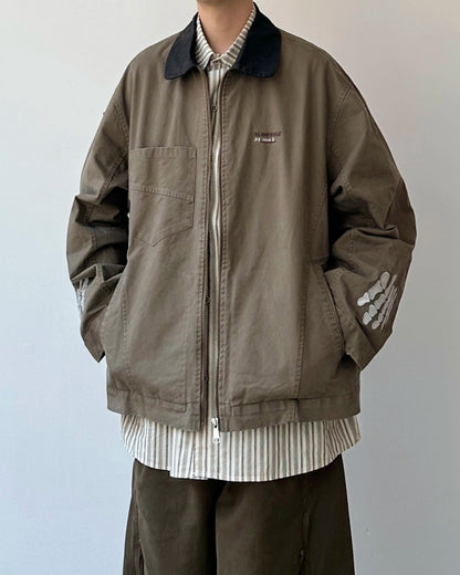 Two Tone Color Work Jacket N0932