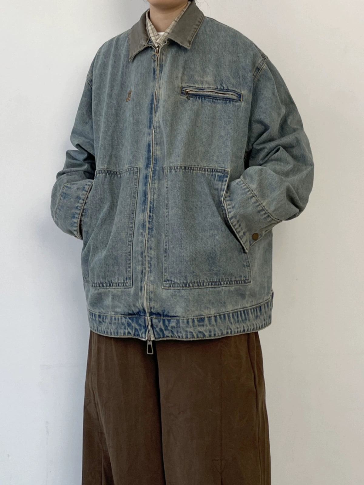 Washed Denim Work Pocket Denim Jacket N0640