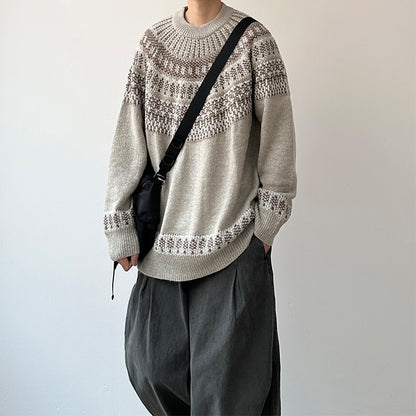 Nordic Pattern Round Sweater N1002