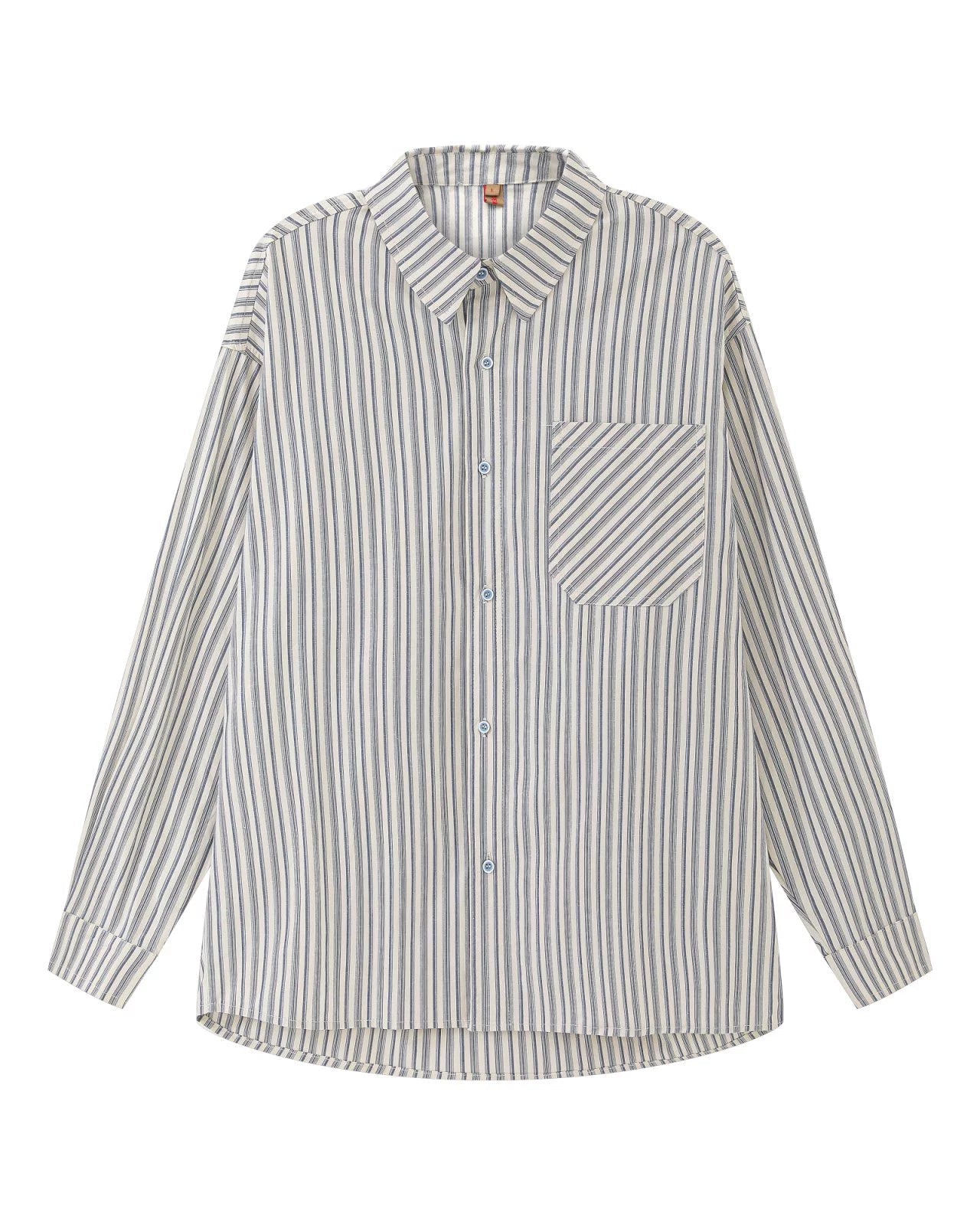 Simple Stripe Classic Long Sleeve Shirt N0879