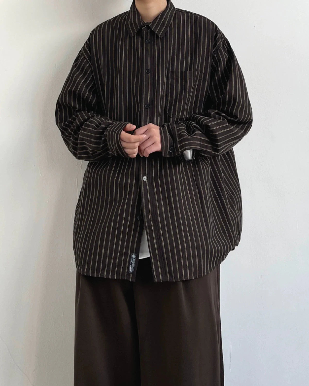 【OUTLET/即納】Retro Stripe Long Sleeve Casual Shirt N0684