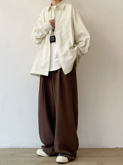 Stripe Design Oversize Long Sleeve Shirt N0639