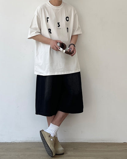 Minimal Lettering Raglan T-Shirt N0751