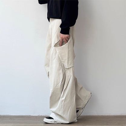 Asymmetric Detail Wide Cargo Pants N0952