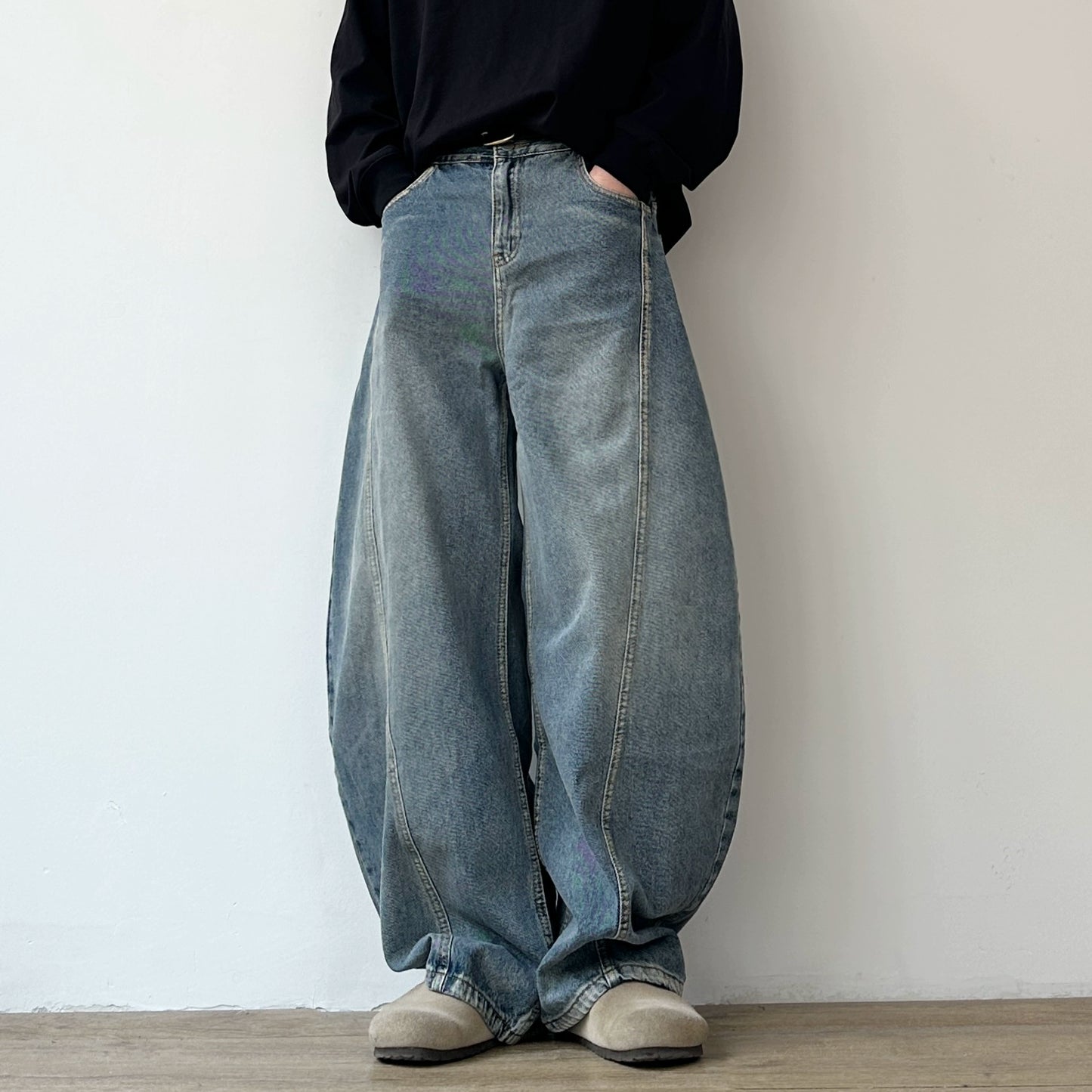 Volume Line Wide Denim Pants N0970