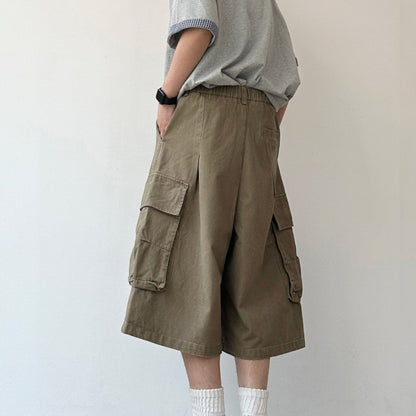 Multi Pocket Relaxed Cargo Half Pants N1089