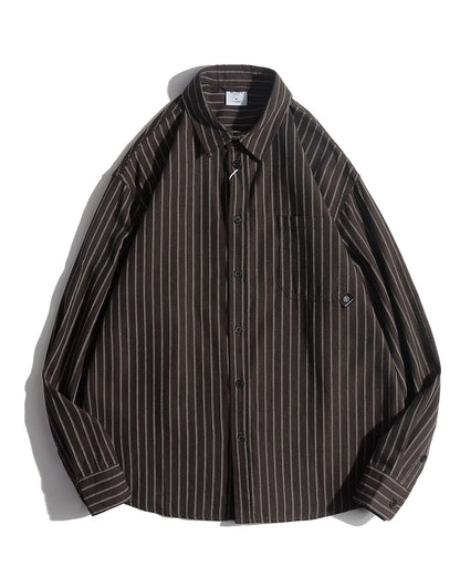 Retro Stripe Long Sleeve Casual Shirt N0684