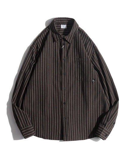 【OUTLET/即納】Retro Stripe Long Sleeve Casual Shirt N0684