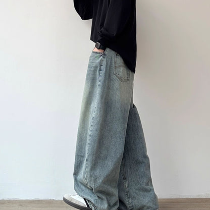 Vintage Wash Wide Denim Pants N0965