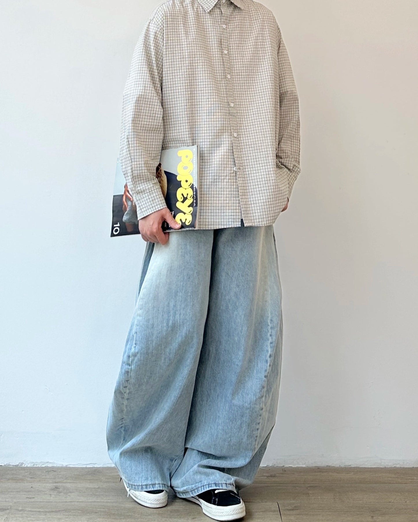 Vintage Wash Wide Denim Pants N0852