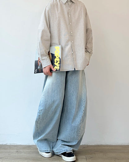 Vintage Wash Wide Denim Pants N0852