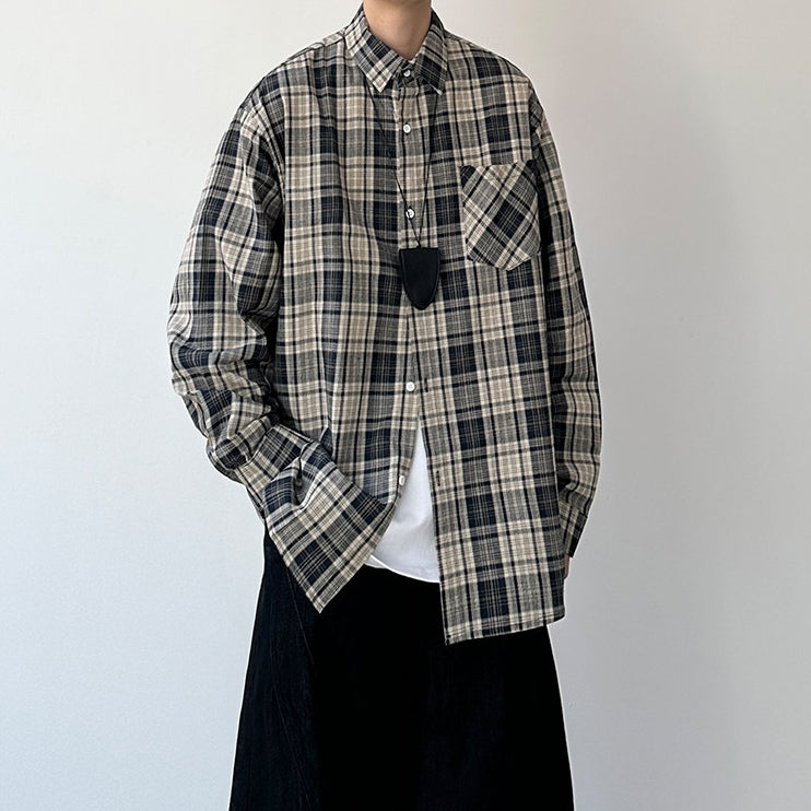 Classic Check Front Pocket Long Sleeve Shirt N1025