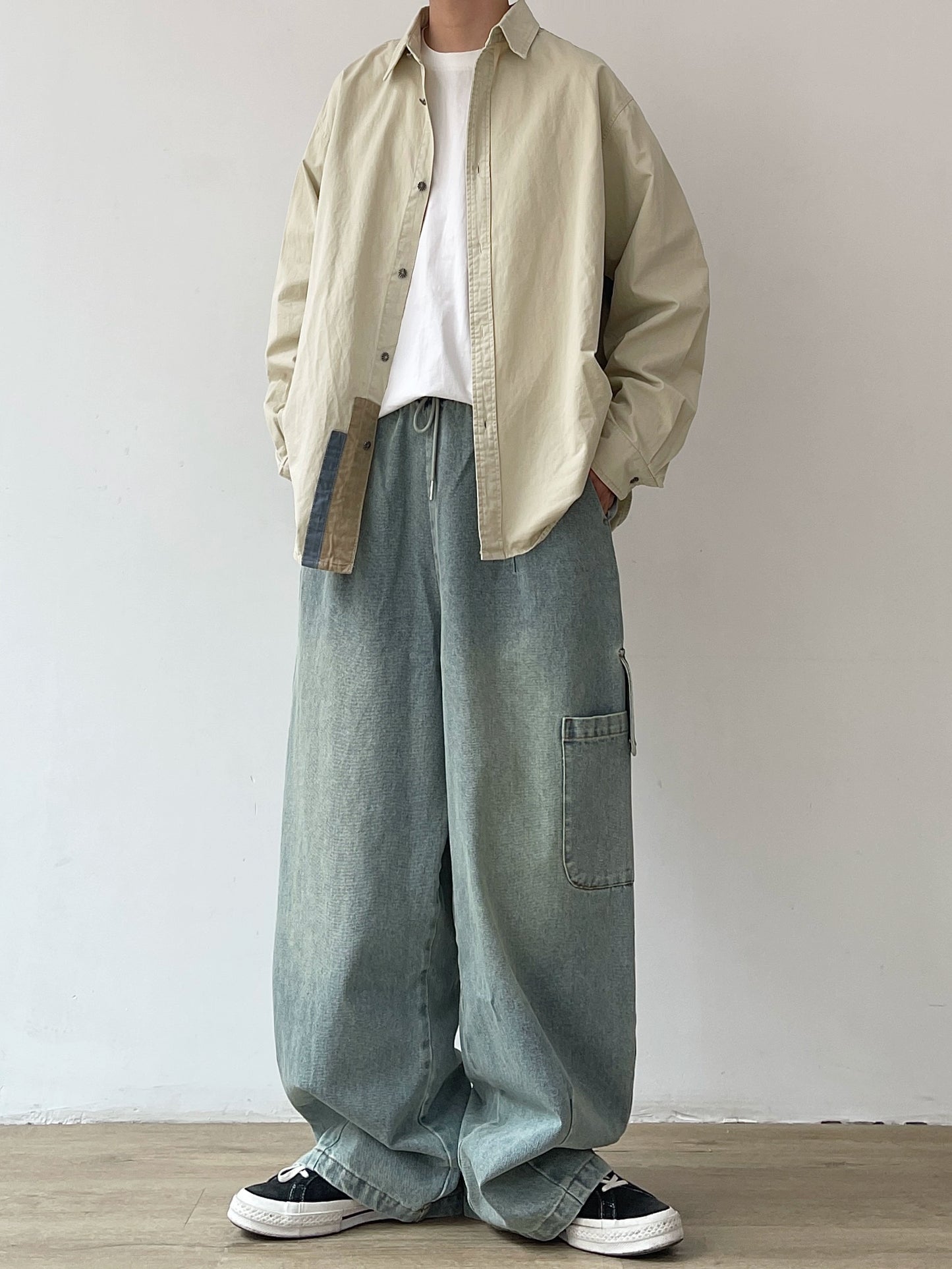 Wide Silhouette Denim Cargo Loose Pants N0628