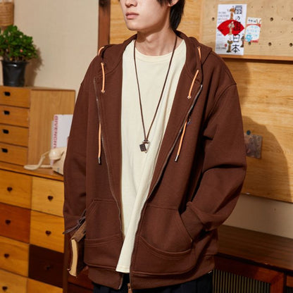 Color Blocking Zip Loose Hoodie N0199