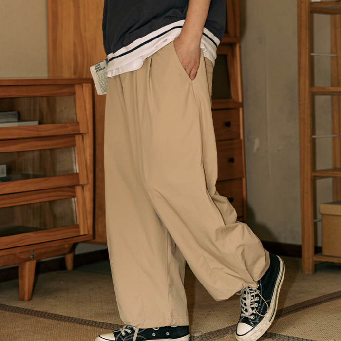 Drawstring Wide-leg Casual Pants N0234