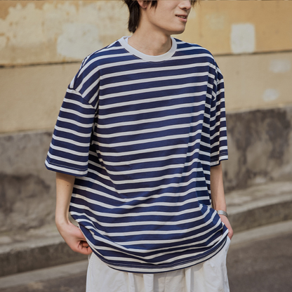 Simple Striped Short-sleeved Loose T-shirt N0230