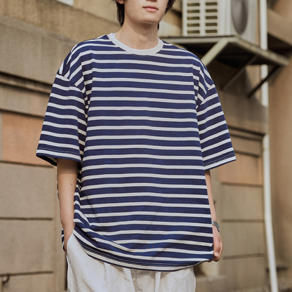 Simple Striped Short-sleeved Loose T-shirt N0230