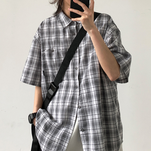 Casual Plaid Short-sleeved Shirt N0272