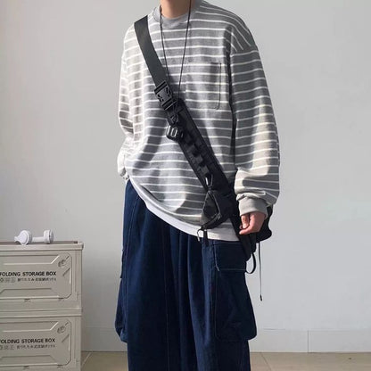 Striped Round Neck Sweatshirt N0450