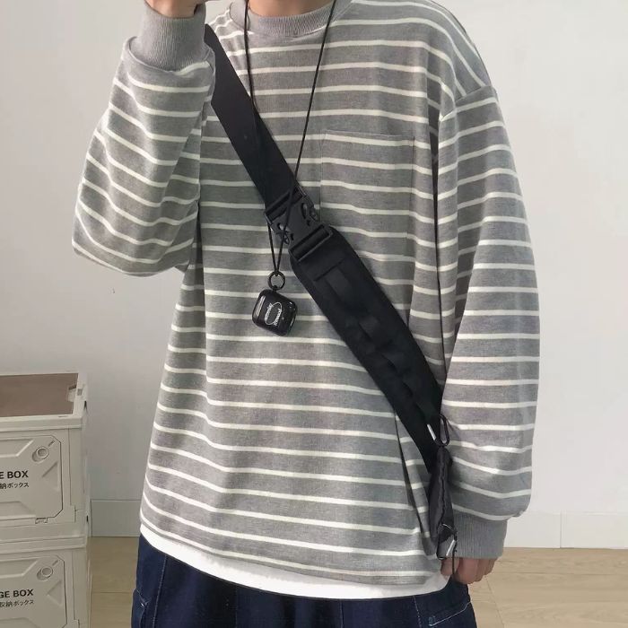 Striped Round Neck Sweatshirt N0450