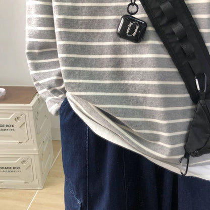 Striped Round Neck Sweatshirt N0450