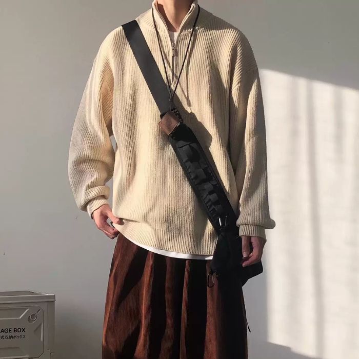 Half-height Zipper Collar Sweater N0455