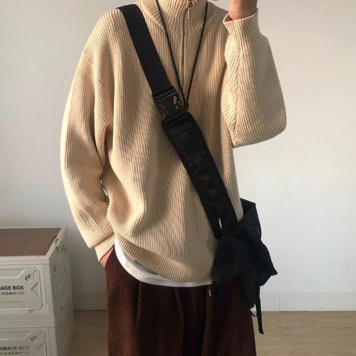 Half-height Zipper Collar Sweater N0455