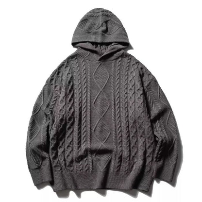 Loose Hooded Knitted Sweater N0456