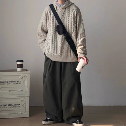 Loose Hooded Knitted Sweater N0456