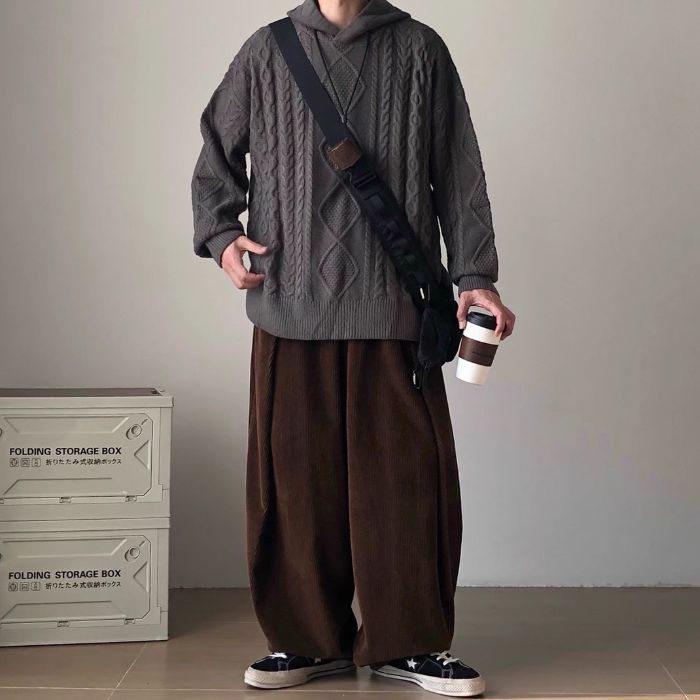 Loose Hooded Knitted Sweater N0456