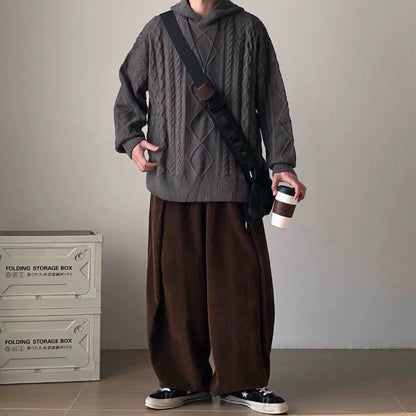 Loose Hooded Knitted Sweater N0456