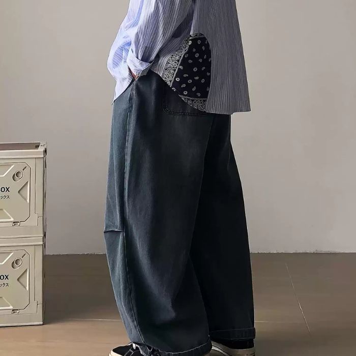 Washed Wide-leg Loose Jeans N0458