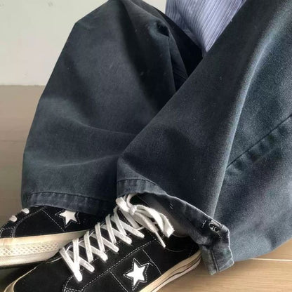 Washed Wide-leg Loose Jeans N0458