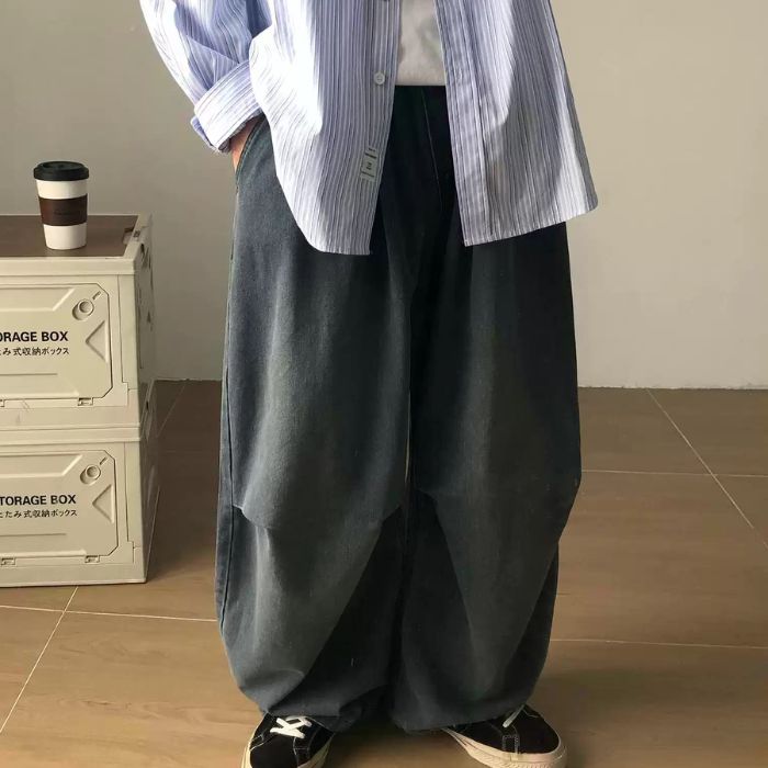 Washed Wide-leg Loose Jeans N0458