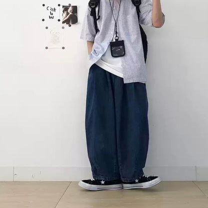 Elastic Waist Straight Loose Jeans N0459
