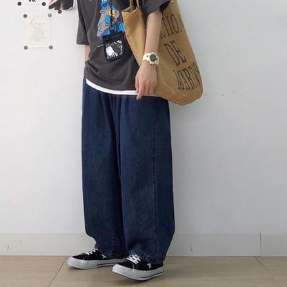 Elastic Waist Straight Loose Jeans N0459