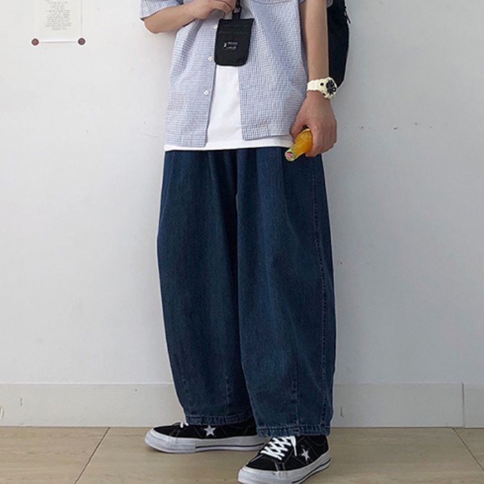 Elastic Waist Straight Loose Jeans N0459