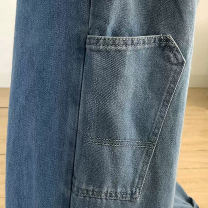 Elastic Waist Straight Wide-leg Jeans  N0460