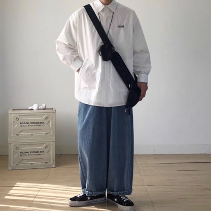 Elastic Waist Straight Wide-leg Jeans  N0460