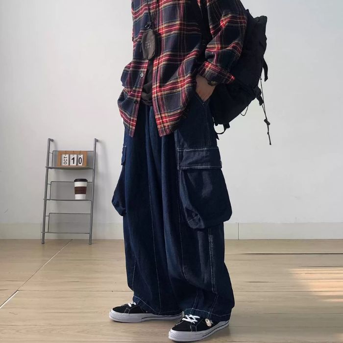 Multi-pocket Wide-leg Jeans N0461