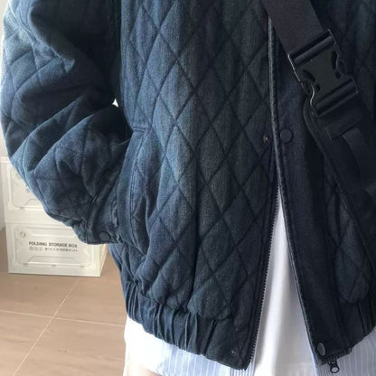 Denim Stand Collar Diamond Jacket N0467