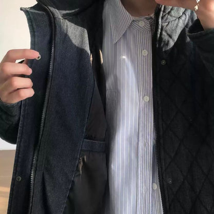 Denim Stand Collar Diamond Jacket N0467