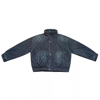 Denim Stand Collar Diamond Jacket N0467