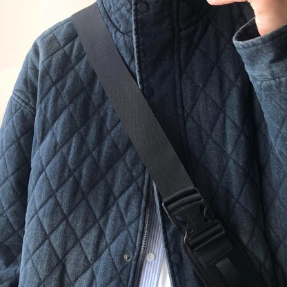 Denim Stand Collar Diamond Jacket N0467