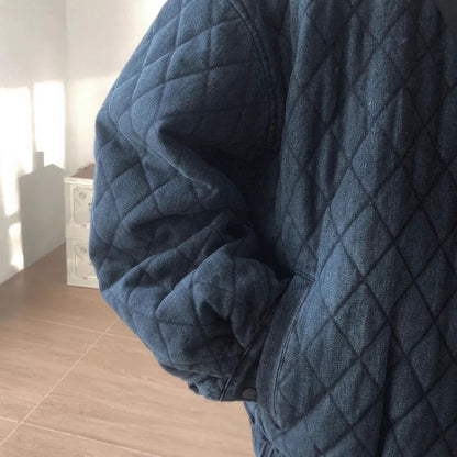 Denim Stand Collar Diamond Jacket N0467